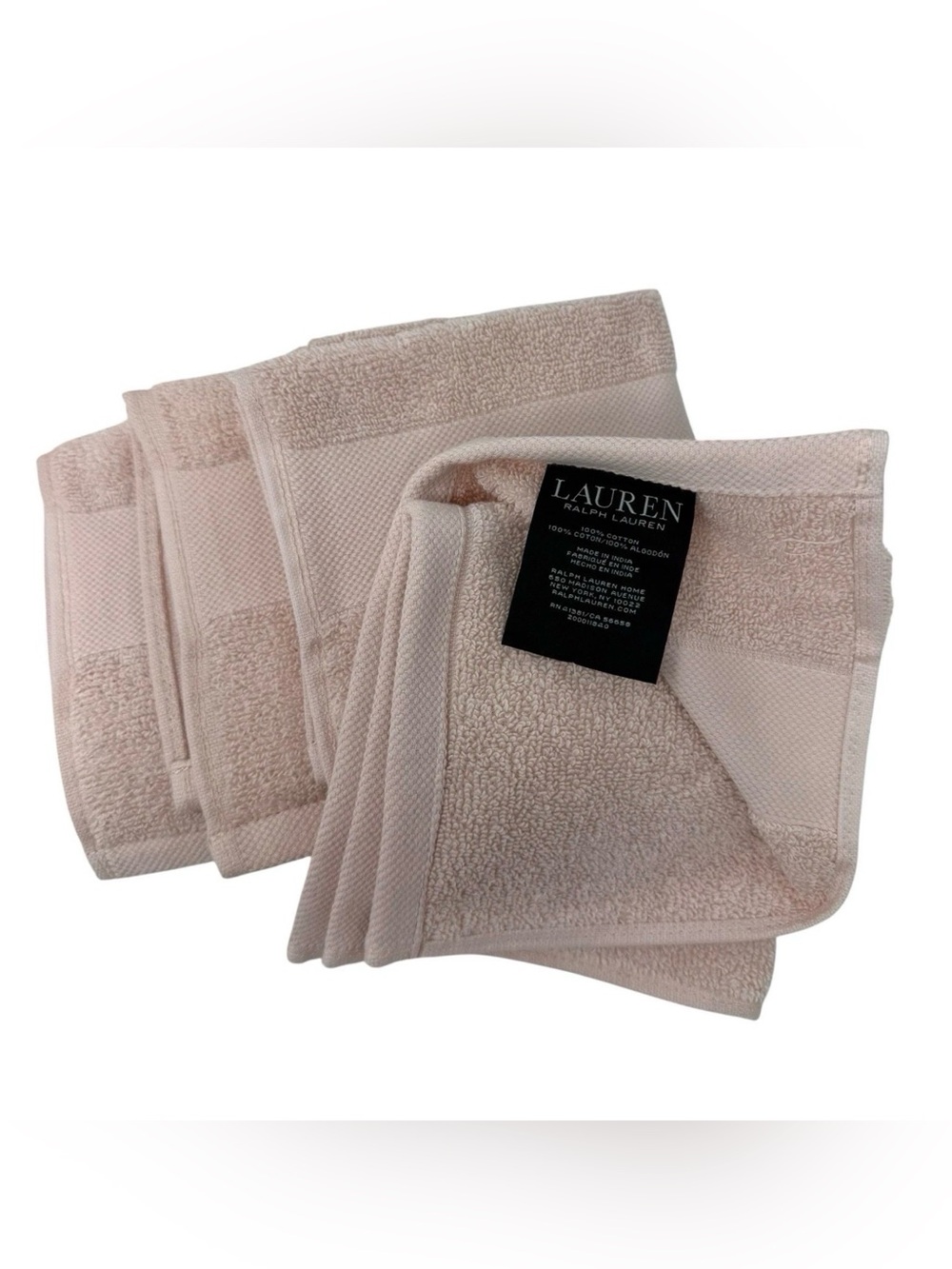 Lauren Ralph Lauren Wescott Set of 4 Pale Pink Blossom Wash Cloths Set of 4 NWT